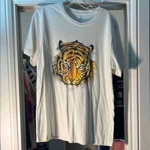 White T-Shirt with Tiger Graphic